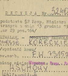 Decyzja urzędu dzielnicowego Warszawa Praga-Południe dotycząca pozwolenia na zmianę miejsca pobytu przez Teresę Korecką