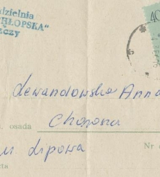 Zaproszenie Anny Lewandowskiej na zebranie czlonk&oacute;w Sp&oacute;łdzielni "Samopomoc Chłopska"