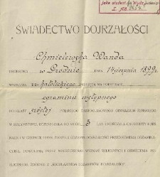 Świadectwo dojrzałości Wandy Chmielewskiej