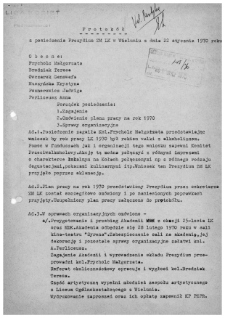 Protok&oacute;ł z posiedzenia Prezydium ZM LK w Wieluniu z dnia 22 stycznia 1970 r.