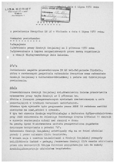 Protok&oacute;ł z posiedzenia Prezydium ZM LK w Wieluniu z dnia 6 lipca 1972 r.
