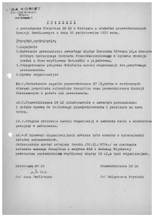 Protok&oacute;ł z posiedzenia Prezydium ZM LK w Wieluniu z udziałem przewodniczących Komisji Problemowych z dnia 10 października 1972 r.