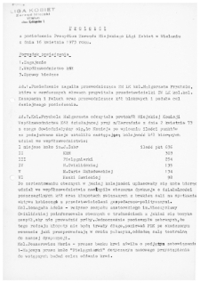 Protok&oacute;ł z posiedzenia Prezydium Zarządu Miejskiego Ligi Kobiet w Wieluniu z dnia 16 kwietnia 1973 r.