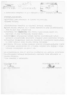 Protok&oacute;ł z posiedzenia Prezydium ZM LK w Wieluniu z dnia 3 kwietnia 1974 r.