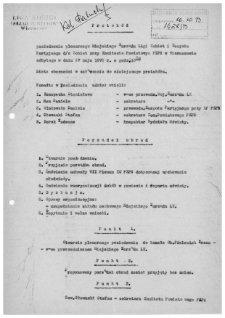 Protok&oacute;ł posiedzenia plenarnego Miejskiego Zarządu Ligi Kobiet i Zespołu Partyjnego ds. Kobiet przy Komitecie Powiatowym PZPR w Wieruszowie odbytego w dniu 17 maja 1973 r. o godz. 13.30