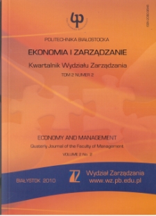 Ekonomia i Zarządzanie : Kwartalnik Wydziału Zarządzania. T. 2 nr 2