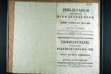 Obwieszczenie niedozwolonego przeprowadzania się z innych prowincyi krolewskich do Pruss Nowo-Wschodnich zakazuiące.