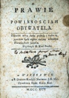O prawie i powinnościach obywatela [...].