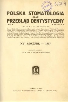 Polska Stomatologja oraz Przegląd Dentystyczny 1937 R.15 nr 7-8