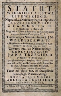 Statut Wielkiego Xięstwa Litewskiego [...].