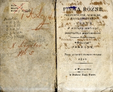 Pisma różne patryotyczne, moralne, ekonomiczne i listy w ważney materyi Bonawentury Małowieskiego Obywatela Wyszogrodzkiego w roku 1794 zebrane