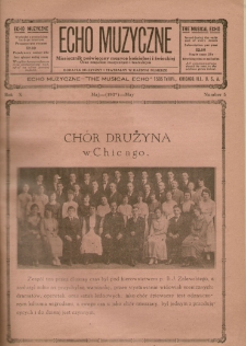 Echo Muzyczne 1933. R. 10. nr 5 : miesięcznik poświęcony muzyce kościelnej i świeckiej oraz zespołom muzycznym i teatralnym