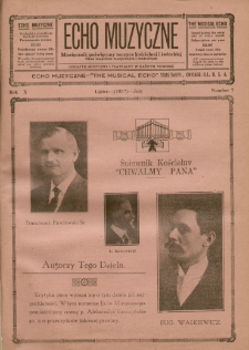 Echo Muzyczne 1933. R. 10. nr 7 : miesięcznik poświęcony muzyce kościelnej i świeckiej oraz zespołom muzycznym i teatralnym