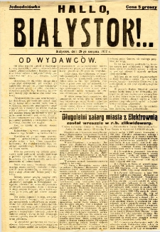 Hallo, Białystok!... : jednodniówka. 29-go sierpnia 1932 r.