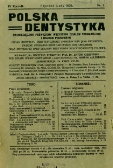Polska Dentystyka 1926 R.4 nr 1