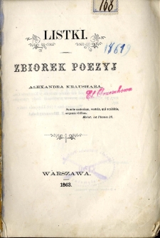Listki : zbiorek poezyj Alexandra Kraushara.