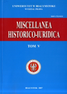 Miscellanea Historico-Iuridica Bialostocensia. T. 5
