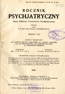 Rocznik Psychiatryczny 1933 z. 20