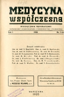 Medycyna Współczesna 1935 R.1 nr 1