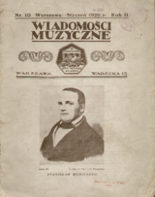 Wiadomości Muzyczne 1926.R.2 nr 10 : miesięcznik ilustrowany.
