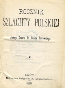 Rocznik szlachty polskiej. T. 1.