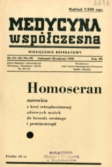Medycyna Współczesna 1941 R.7 nr 11-12