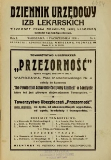 Dziennik Urzędowy Izb Lekarskich 1930 R.1 nr 4