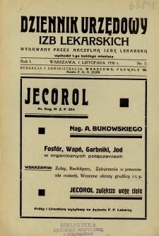 Dziennik Urzędowy Izb Lekarskich 1930 R.1 nr 5