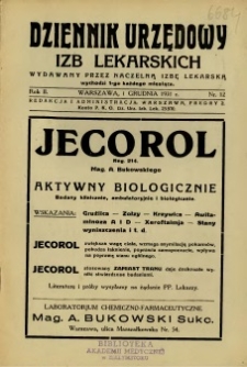 Dziennik Urzędowy Izb Lekarskich 1931 R.2 nr 12