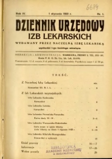 Dziennik Urzędowy Izb Lekarskich 1933 R.4 nr 1