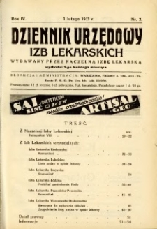 Dziennik Urzędowy Izb Lekarskich 1933 R.4 nr 2