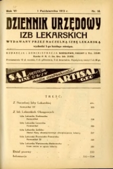 Dziennik Urzędowy Izb Lekarskich 1933 R.4 nr 10