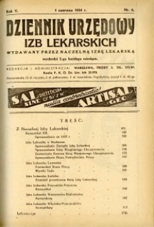 Dziennik Urzędowy Izb Lekarskich 1934 R.5 nr 6