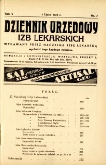 Dziennik Urzędowy Izb Lekarskich 1934 R.5 nr 7