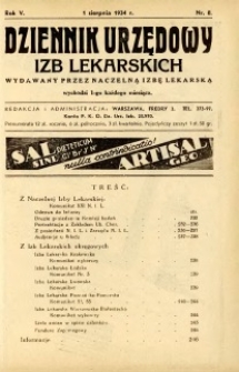 Dziennik Urzędowy Izb Lekarskich 1934 R.5 nr 8