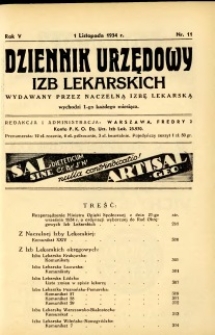 Dziennik Urzędowy Izb Lekarskich 1934 R.5 nr 11
