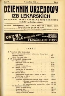 Dziennik Urzędowy Izb Lekarskich 1935 R.6 nr 4