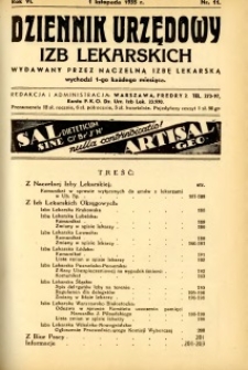 Dziennik Urzędowy Izb Lekarskich 1935 R.6 nr 11