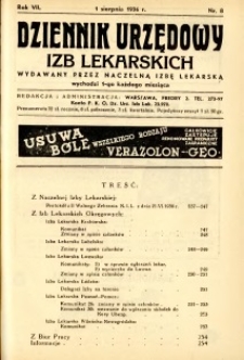 Dziennik Urzędowy Izb Lekarskich 1936 R.7 nr 8