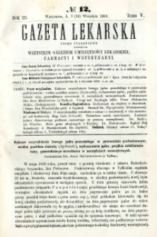 Gazeta Lekarska 1868 R.3, t.5, nr 12