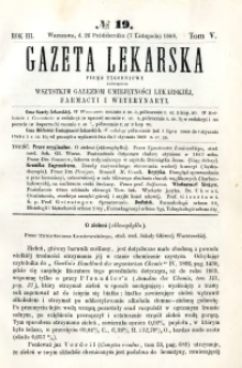 Gazeta Lekarska 1868 R.3, t.5, nr 19
