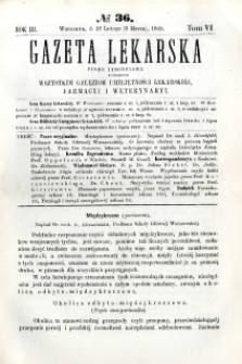 Gazeta Lekarska 1869 R.3, t.6, nr 36