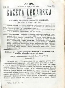 Gazeta Lekarska 1869 R.3, t.6, nr 38