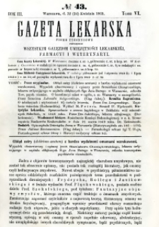 Gazeta Lekarska 1869 R.3, t.6, nr 43