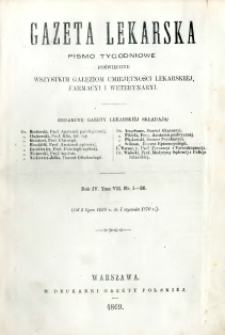 Gazeta Lekarska 1869 R.4 : spis treści tomu VII