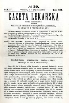 Gazeta Lekarska 1870 R.4, t.8, nr 39
