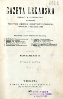 Gazeta Lekarska 1870 R.4 : spis treści tomu VIII