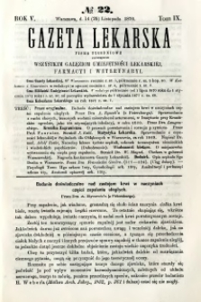 Gazeta Lekarska 1870 R.5, t.9, nr 22