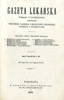 Gazeta Lekarska 1870 R.5 : spis treści tomu IX