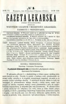 Gazeta Lekarska 1872 R.6, t.12, nr 1